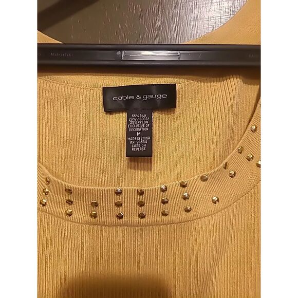 Cable & Gauge Silk Blend Size M Sleeveless Ribbed Knit Tank Top Beige Brown - Picture 5 of 6